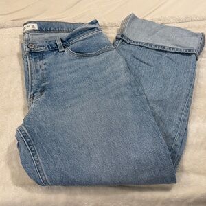 Abercrombie & Fitch Light Blue Baggy Low-Rise Cuffed Jeans